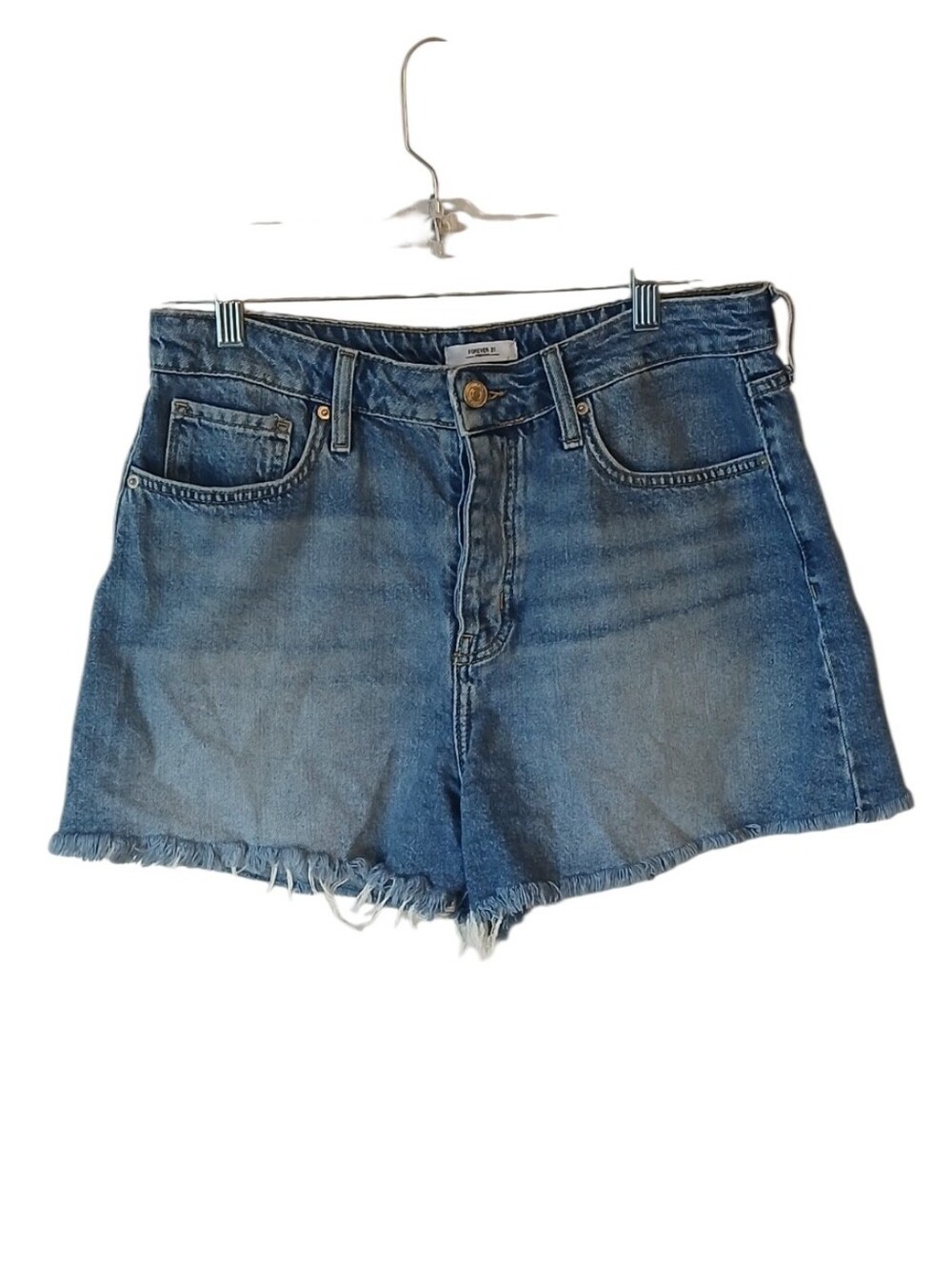 Forever 21 Denim High-Rise Frayed Hem Shorts Size 30